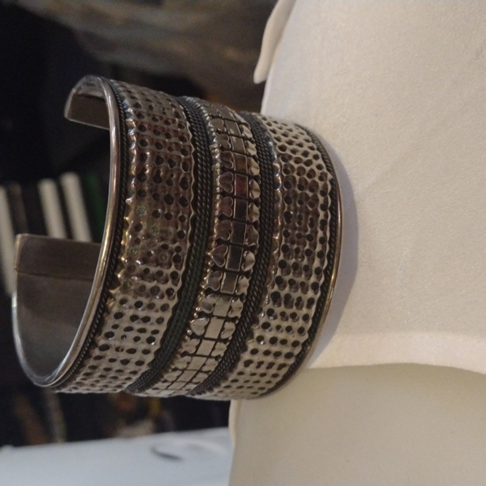 Silver and black bracelet